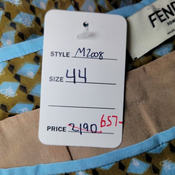 NWT FENDI Gonna Fan Karligraphy Pleated Skirt Sz 44 US 8 100% Silk - Picture 9 of 14